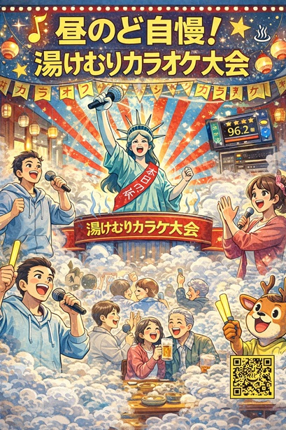 昼のど自慢!湯けむりカラオケ大会のご案内【12月21日14時~@仙荘湯田川】